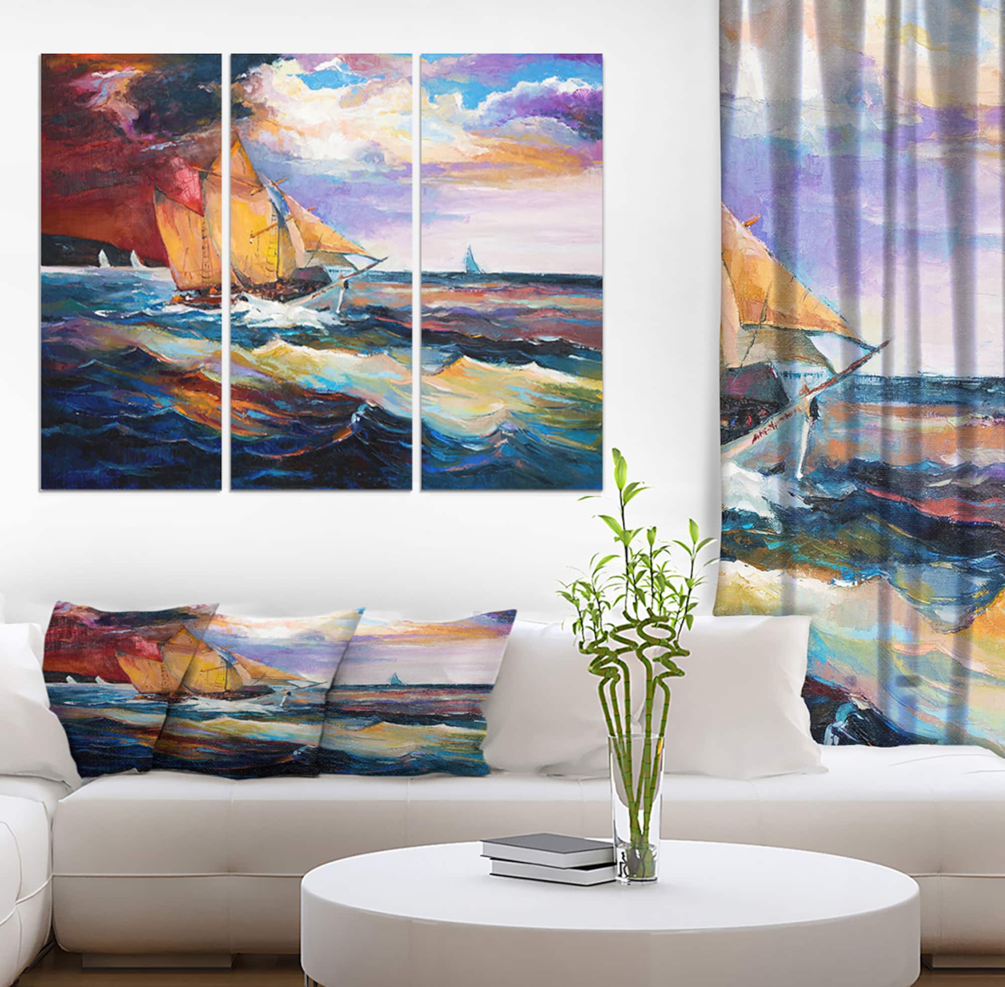 Designart - Sailship in Sea waves